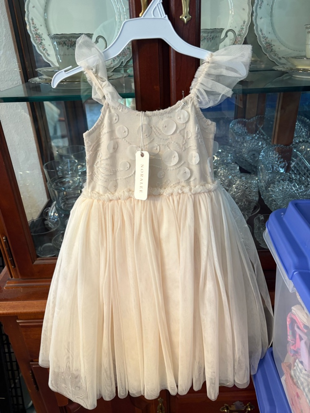 NoraLee Girls' Cream Tulle Party Dress